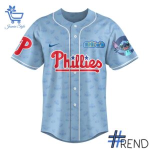 Take on every challenge with the Philadelphia Phillies Let's Go Stitch Baseball Jersey.