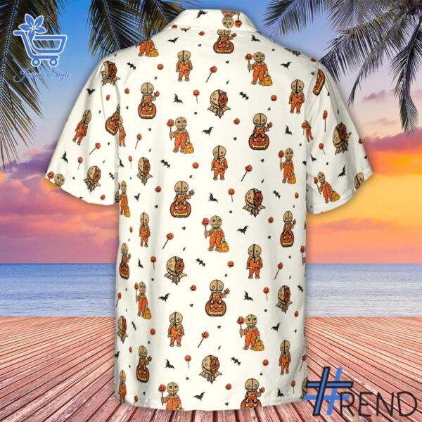 The Pumpkin Sam Trick r Treat Halloween Hawaiian Shirt jpg adds a colorful spark to your wardrobe.