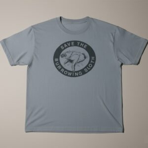 Trendy Save the Burrowing Sloth Shirt perfect for casual and streetwear outfits.