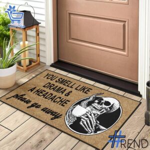 Refresh your collection with the timeless Skeleton You Smell Like Drama A Heache Coir Doormat.