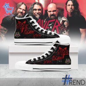 Stylish Slayer Fuckin Canvas High Top Shoes designed for all-day comfort.