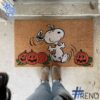 Trendy Snoopy Pumpkin Halloween Doormat perfect for casual and streetwear outfits.