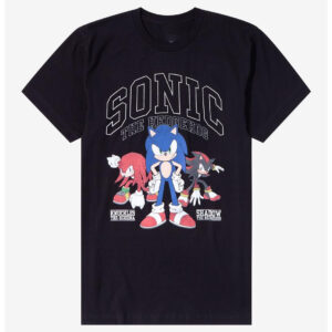 Refresh your collection with the timeless Sonic The Hedgehog Varsity Trio T Shirt.