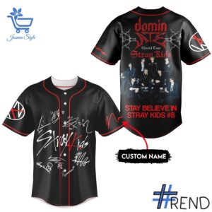 Refresh your collection with the timeless Stray Kids Domin Baseball Jersey.