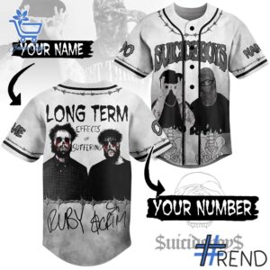Trendy Suicideboys Ruby Scrim Baseball Jersey perfect for casual and streetwear outfits.