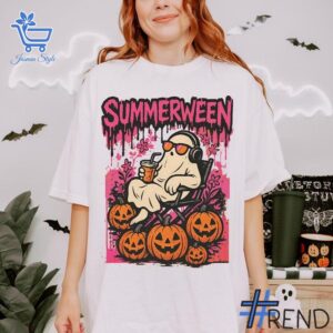 Refresh your collection with the timeless 1 Summerween Ghost Pumpkin Hawaiian Shirt.