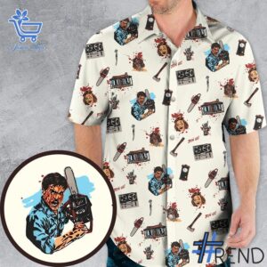 The Supernatural Horror Evil Dead Halloween Hawaiian Shirt adds a colorful spark to your wardrobe.