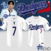 The Tae Hyung V BTS Los Angeles Dodgers Jersey adds a colorful spark to your wardrobe.