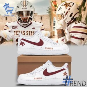 Trendy Texas State Bobcats Helmet Nike Air Force perfect for casual and streetwear outfits.