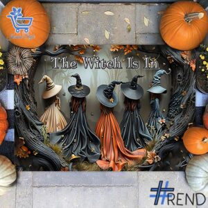 The The Witch Is In Halloween Fleece Doormat adds a colorful spark to your wardrobe.