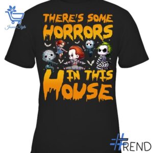 The There's Some Horrors in This House Funny Halloween Monsters Shirt adds a colorful spark to your wardrobe.