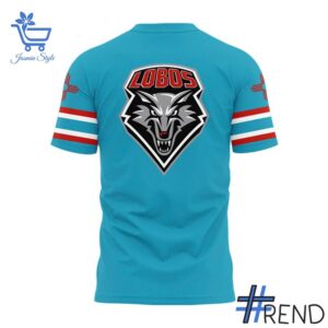 Refresh your collection with the timeless 3 Turquoise New Mexico Football T Shirt.