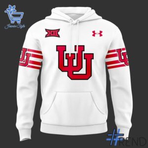 Trendy Utah Football Big Conference New White Hoodie perfect for casual and streetwear outfits.