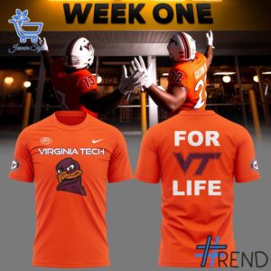 Experience the sleek design of the Virginia Tech Football For Life T shirt.