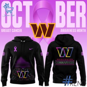 Refresh your collection with the timeless 1 Washington Commanders Breast Cancer Awareness Month Hoodie.