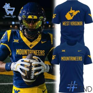 Stylish West Virginia Mountaineers Football Uniform T Shirt designed for all-day comfort.