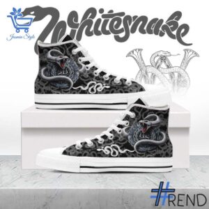 Stylish White Snake Canvas High Top Shoes designed for all-day comfort.
