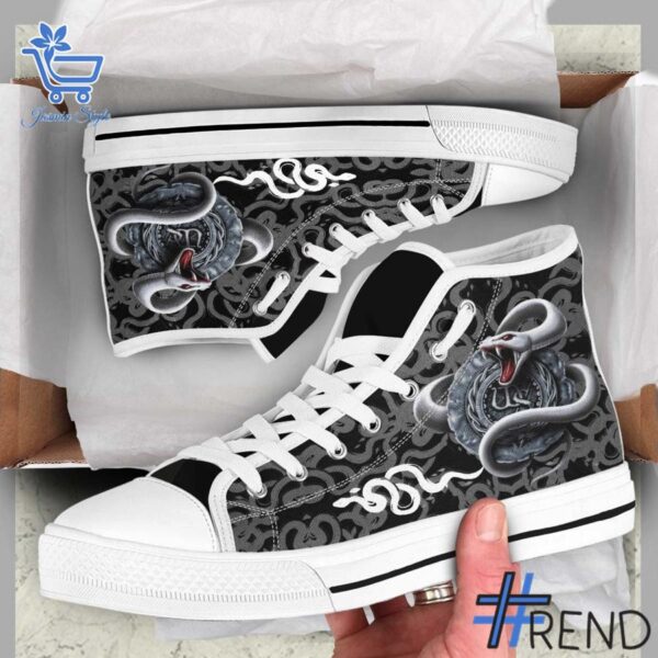 Stylish White Snake Canvas High Top Shoes designed for all-day comfort.