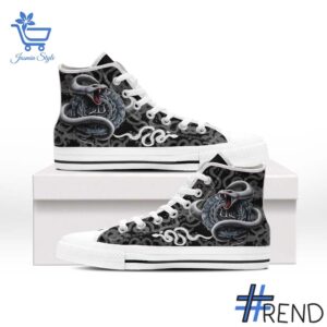 Stylish White Snake Canvas High Top Shoes designed for all-day comfort.