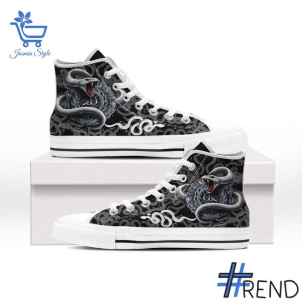 Stylish White Snake Canvas High Top Shoes designed for all-day comfort.