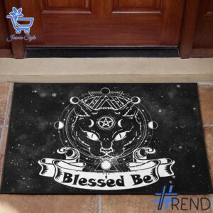 Stylish Wicca Occult Cat Blessed Be Witch Doormat designed for all-day comfort.