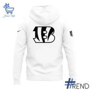 A timeless essential that elevates every outfit: 3 2025 Cincinnati Bengals Wordmark Helmet Logo White Hoodie.