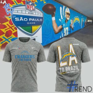 Fresh seasonal style featuring São Paulo Game Los Angeles Chargers T Shirt.