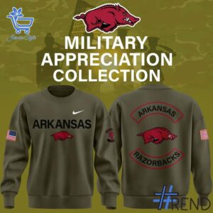 High-quality 2 Arkansas Razorbacks football 2025 Military Appreciation Hoodie that brings your outfit to life.
