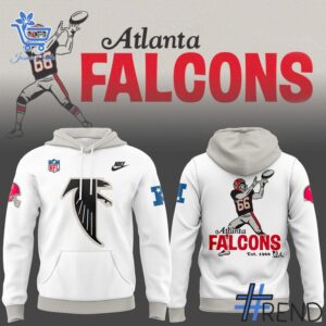 Atlanta Falcons Throwback Collection White Hoodie brings a fresh edge to your everyday outfit.