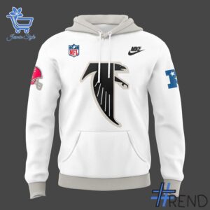Atlanta Falcons Throwback Collection White Hoodie brings a fresh edge to your everyday outfit.