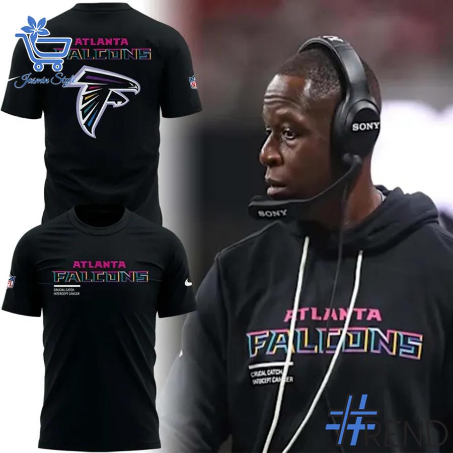 Eye-catching 1 Atlanta Falcons 2025 NFL Crucial Catch Tshirt designed to upgrade your everyday outfit.