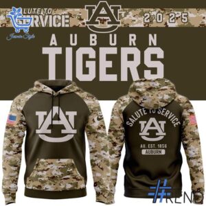 Sleek 1 Auburn Tigers football Camo 2025 Salute To Service Hoodie that complements both casual and streetwear styles.