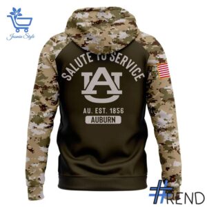 Sleek 2 Auburn Tigers football Camo 2025 Salute To Service Hoodie that complements both casual and streetwear styles.