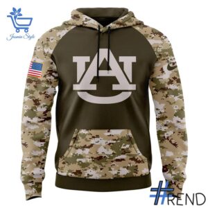 Sleek 3 Auburn Tigers football Camo 2025 Salute To Service Hoodie that complements both casual and streetwear styles.