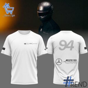 Eye-catching 2 Bad Bunny x Mercedes F1 Racing T Shirt designed to upgrade your everyday outfit.