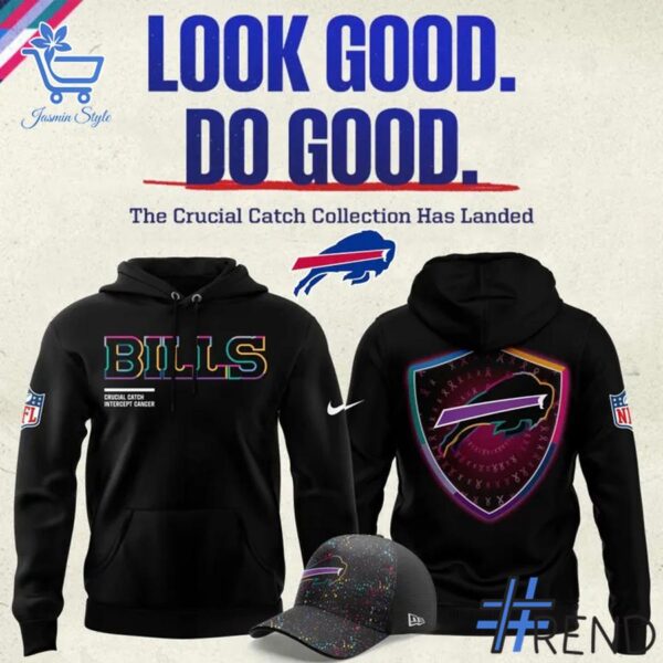 Premium quality and sleek design of Buffalo Bills Black NFL Crucial Catch Hoodie.