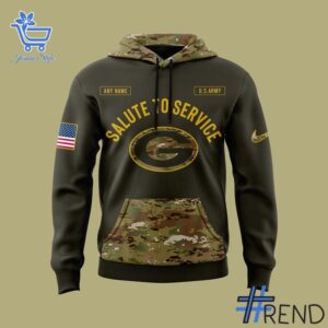 Sleek 2 Camo Green Bay Packers 2025 NFL Salute to Service Hoodie with bold design accents and flawless fit.