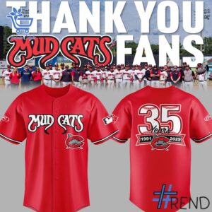 Fresh seasonal style featuring Carolina Mudcats Years Jersey.
