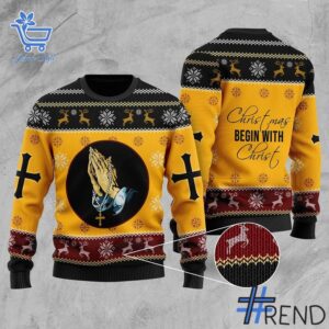 Express your true style with Christmas Begin With Christ Sweater.