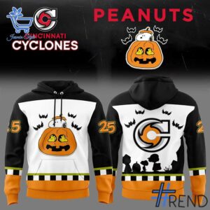 Fresh seasonal style featuring Cincinnati Cyclones Peanuts Halloween Hoodie.