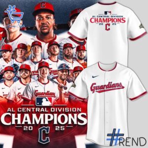 A timeless essential that elevates every outfit: 1 Cleveland Guardians 2025 AL Champions Jersey.