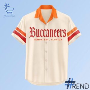 The latest design trend captured perfectly in 2 Cream Tampa Bay Buccaneers Cabana Hawaiian Shirt.