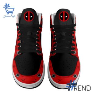 Sleek 2 Deadpool red Air Jordan High Top Shoes with bold design accents and flawless fit.