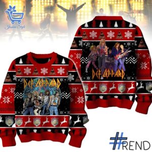 Sleek 1 Def Leppard Christmas Sweater that complements both casual and streetwear styles.