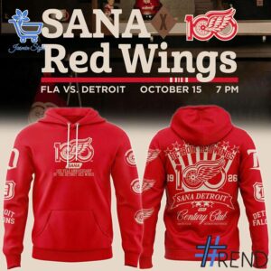 High-quality 1 Detroit Red Wings Century Club SANA Hoodie that brings your outfit to life.