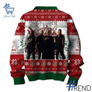 Sleek 3 Disturbed Band Christmas Sweater that complements both casual and streetwear styles.