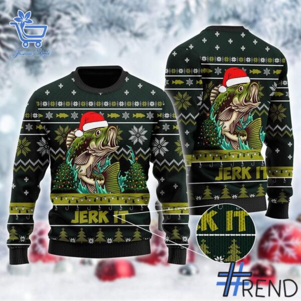 Express your true style with Fishing Jerk It Christmas Sweater.