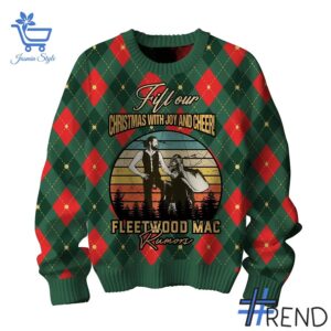 Sleek 3 Fleetwood Mac Christmas Sweater that complements both casual and streetwear styles.