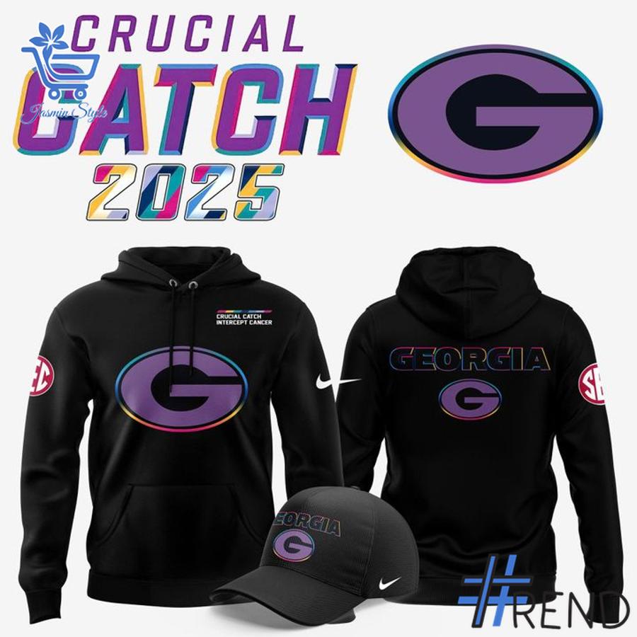 Sleek 1 Georgia Bulldogs football 2025 Crucial Catch Hoodie that complements both casual and streetwear styles.