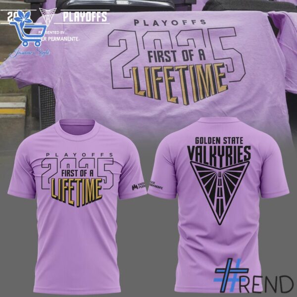 The latest design trend captured perfectly in 1 Golden State Valkyries PLAY OFFS FIRST OF A LIFETIME 2025 Shirt.